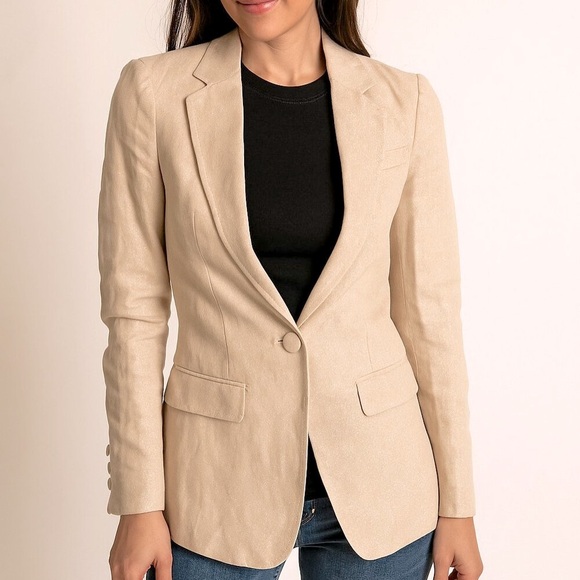 INTERMIX Jackets & Blazers - NEW Intermix Sparkly Linen Blend Champagne Blazer Size 2